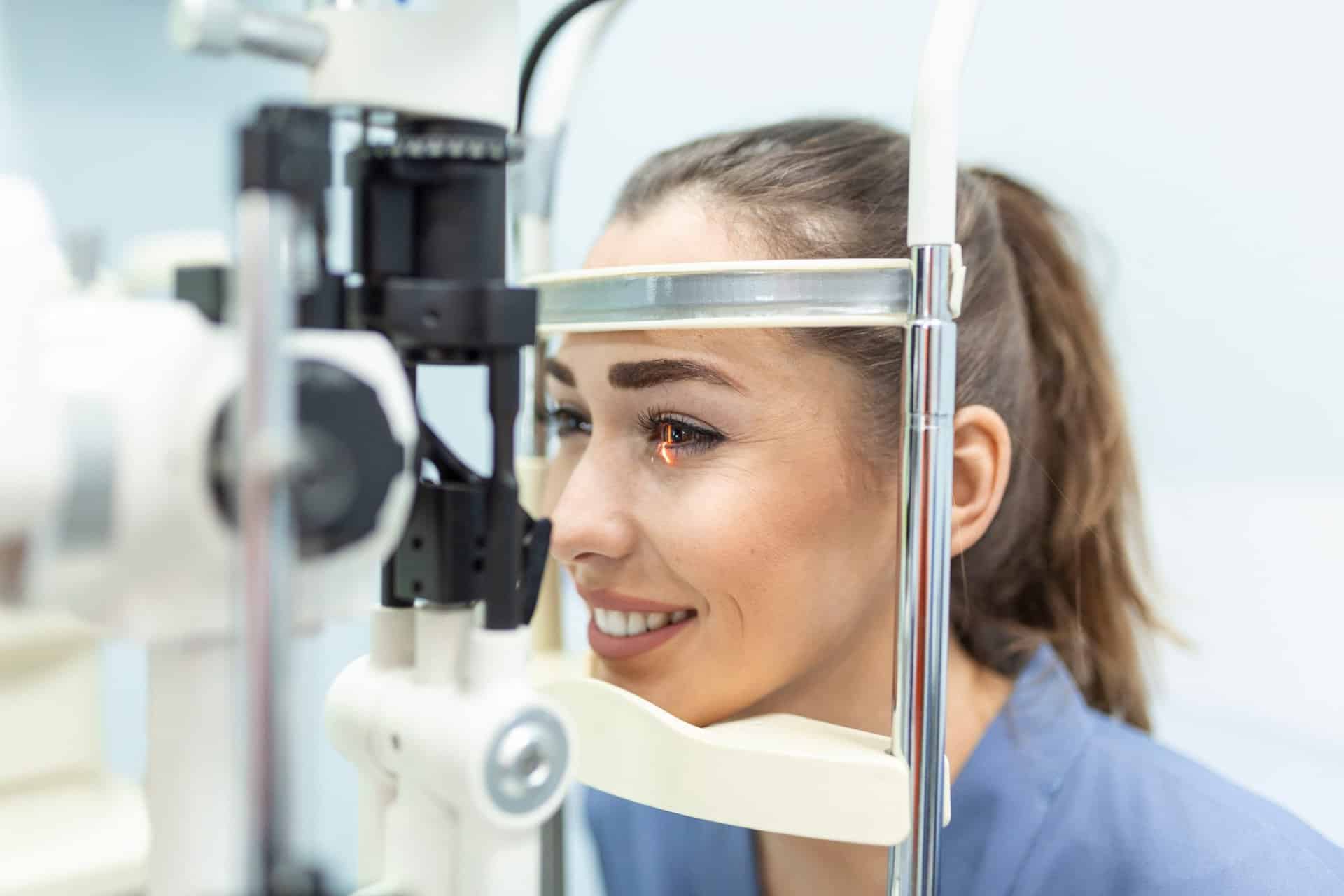 Young Woman Undergoing Eye Test in Preparation for Lasik Surgery
